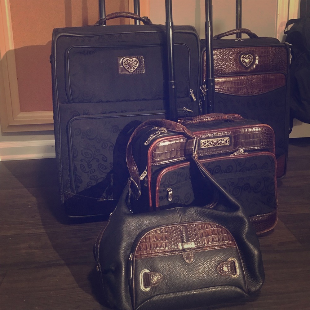 Large Brighton luggage, blk/brown croc